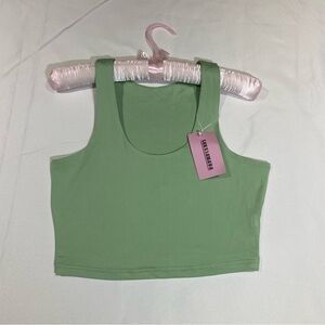 Women’s Fitted Green Crop Tank Top